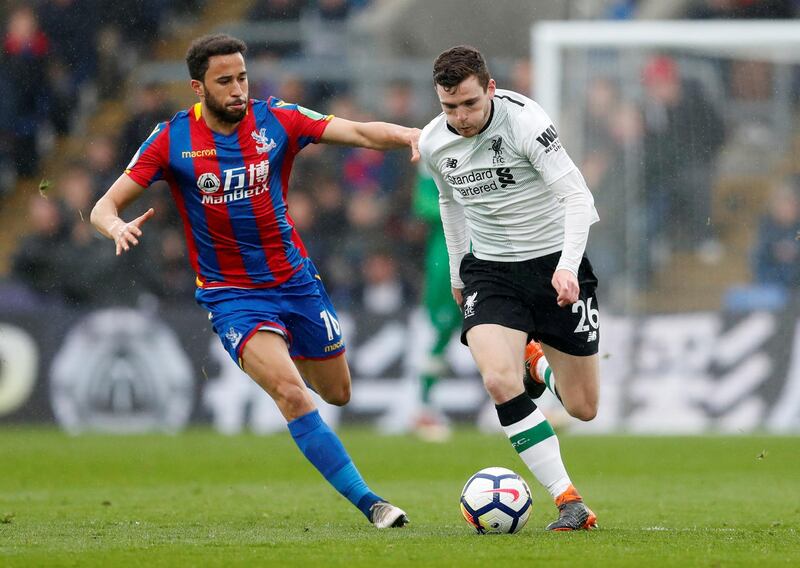 Left-back: Andrew Robertson (Liverpool) – The Scot was excellent as ever and contributed the assist for Mohamed Salah’s late winner in a comeback win at Crystal Palace. Matthew Childs / Reuters