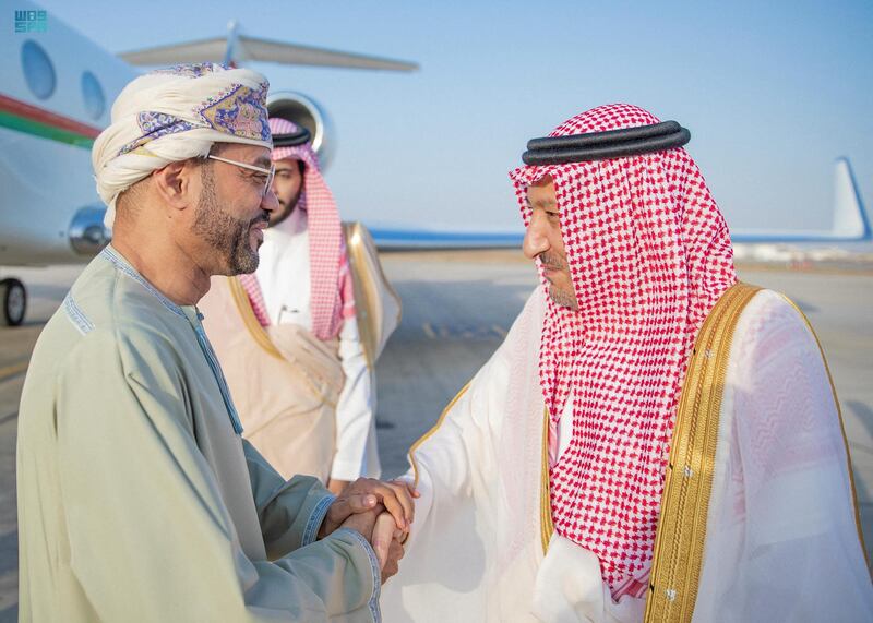 Mr Al Khuraiji with Oman's Foreign Minister Sayyid Badr bin Hamad bin Hamood Albusaidi. AFP 