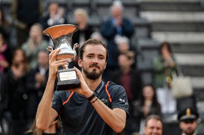 Daniil Medvedev after beating Holger Rune in the final of the Rome Masters on May 21, 2023. EPA 