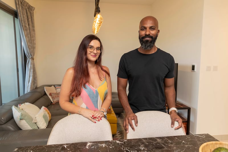 Nithin Mathew Thombil and his partner Ioana Miruna Lupascu live in a villa in Dubai South. All photos: Antonie Robertson / The National