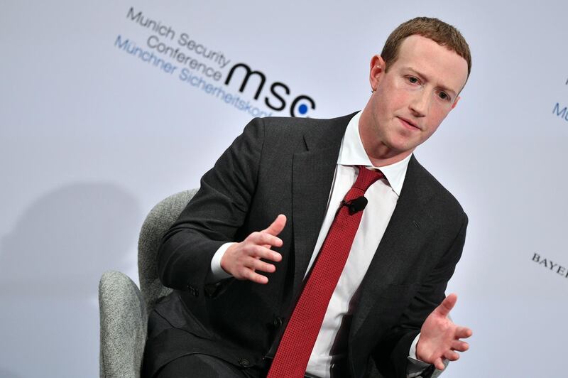 Facebook CEO and co-founder Mark Zuckerberg speaks during a Conversation session 'Learn Fast and Fix Things: Social Media and Democracy' at the 56th Munich Security Conference (MSC) in Munich, Germany.  EPA