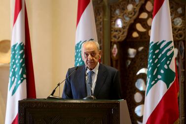 Lebanon's parliament speaker Nabih Berri looks on during a news conference in Beirut. Reuters