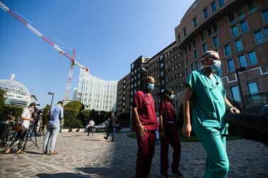 San Raffaele Hospital in Milan where former Italian Prime Minister Silvio Berlusconi is being treated for Covid-19. AFP