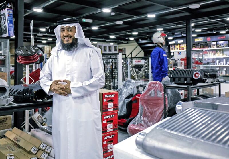 Saeed Al Marzooqi turned a childhood passion into a business that serves customers eager to modify their cars. Victor Besa for The National