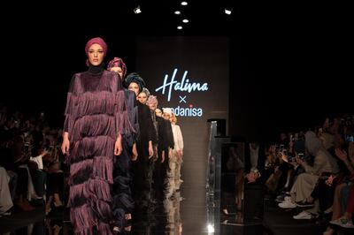 Feriel Moulai and others don headscarves designed by fellow modestwear model Halima Aden. Photo: Rooful Ali 