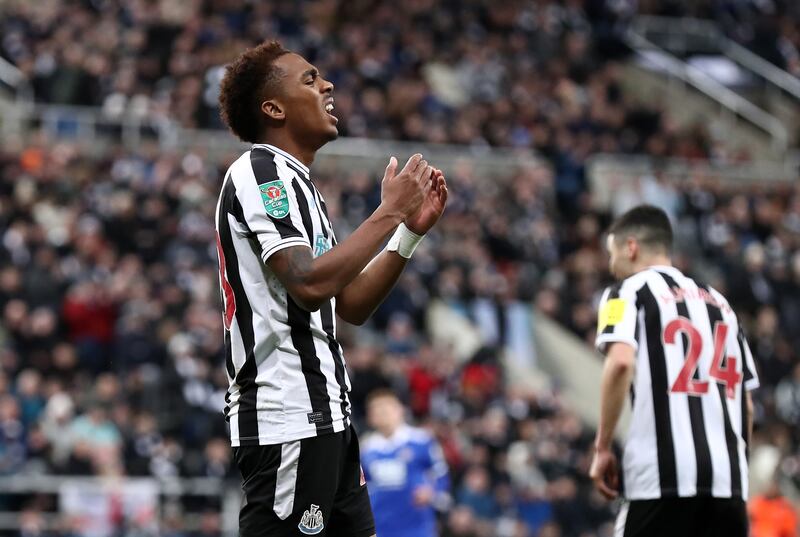 Joe Willock of Newcastle United reacts after a missed chance. Getty