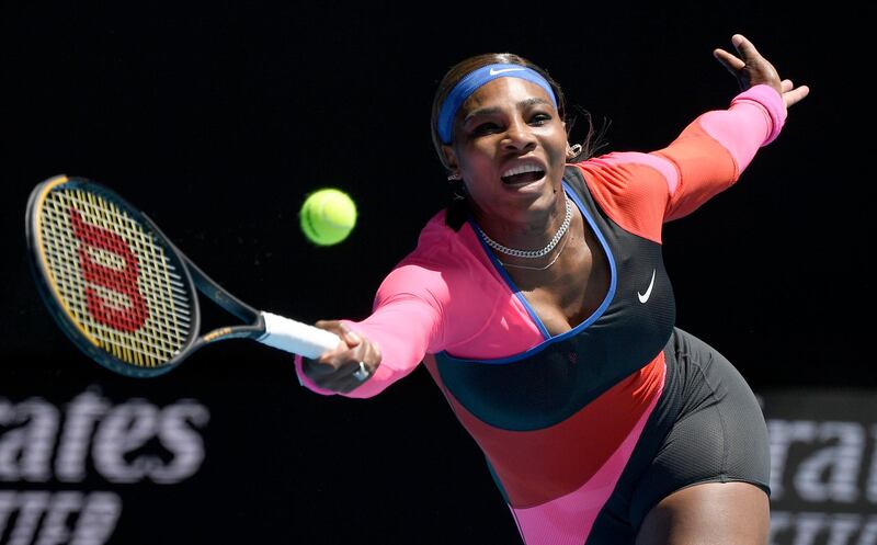 Serena Williams makes a forehand return to Anastasia Potapova. PA