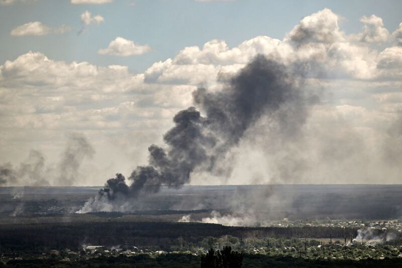 Smoke rises from shelling over the city of Severodonetsk. AFP
