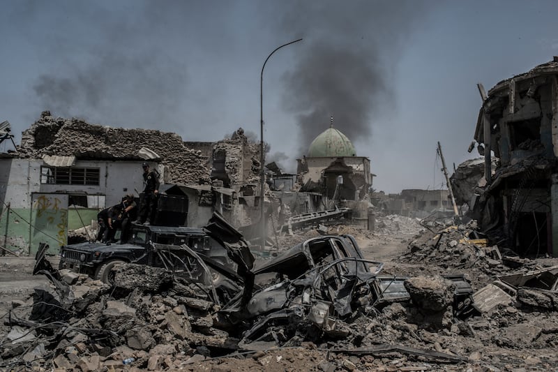 July 2, 2017: While retreating from Mosul, ISIS destroys Al Nuri mosque. Iraqi forces encounter stiff resistance from ISIS with improvised explosive devices, car bombs, suicide bombers, heavy mortar fire and snipers hampering their advance. Getty 