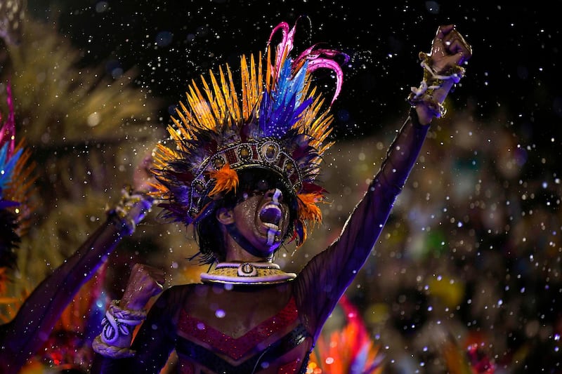 A member of the Grande Rio samba school performs with great emotion. AFP