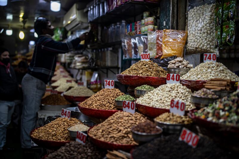 Dry fruits at a wholesale market in New Delhi. India signed an economic agreement with Australia to boost trade between the two countries. AP