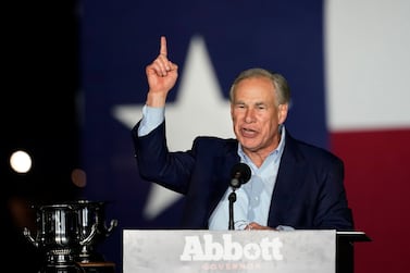 Texas Gov.  Greg Abbott speaks during a primary election night event, Tuesday, March 1, 2022, in Corpus Christi, Texas.  (AP Photo / Eric Gay)