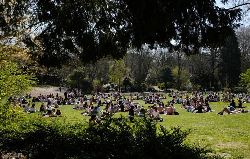 People gather in the Vauban park in Lille, northern France. AP Photo