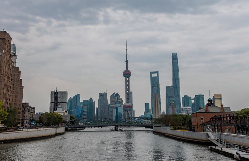 The Shanghai skyline. Borrowing by the US and China drove global debt in the first three months of this year. EPA