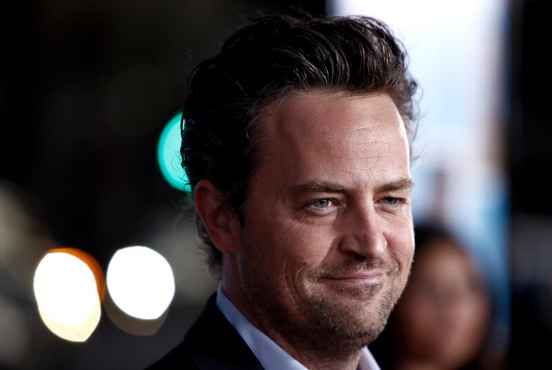 Matthew Perry at the premiere of The Invention of Lying in Los Angeles, 2009. He has died aged 54. AP