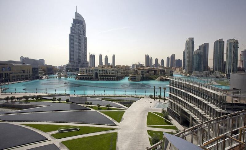 The Address Hotel viewed from the fifth floor suite balcony of the Armani Hotel in the Burj Khalifa. Jeff Topping / The National

 