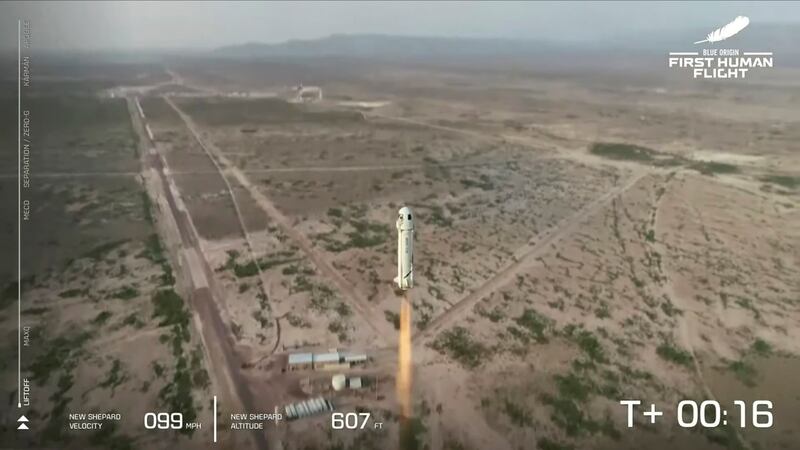 It took off from Blue Origin’s launch site, near Van Horn in western Texas, US.