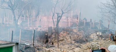 An aftermath of a fire is seen at a Balukhali refugee camp in Cox's Bazar, Bangladesh March 22, 2021 in this picture obtained from social media. Rohingya Right Team/Md Arakani/via REUTERS THIS IMAGE HAS BEEN SUPPLIED BY A THIRD PARTY. MANDATORY CREDIT