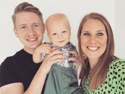 Dubai resident Emily Evans, left, with her husband and son, who are all vegan. Photo: Emily Evans