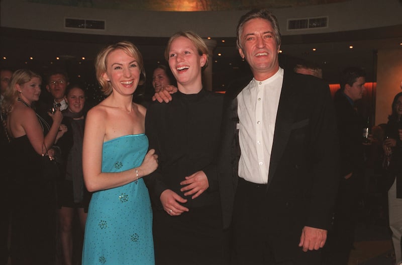 Zara Phillips, now Tindall, wearing a demure black dress, at the 'Sound of Music' opening night with Lisa McCune and John Waters at the Lyric Theatre, London on November 1, 1999. Getty Images