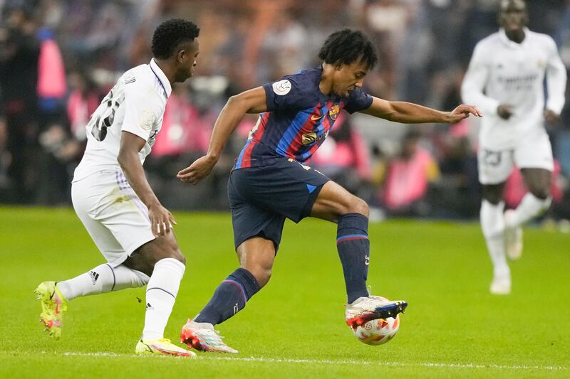 Jules Kounde 8 - Supported Araujo in marking Vinicius Jr. Barça’s defence is the best in La Liga and has conceded only six goals – yet three were against Madrid in the league. The roles were reversed in Riyadh, Saudi Arabia, for this Spanish Super Cup final. AP Photo 