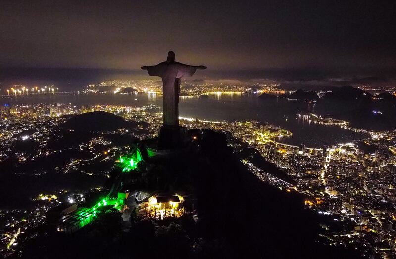 Christ the Redeemer statue in Rio de Janeiro, Brazil. The goal was to bring attention to the climate crisis. EPA 