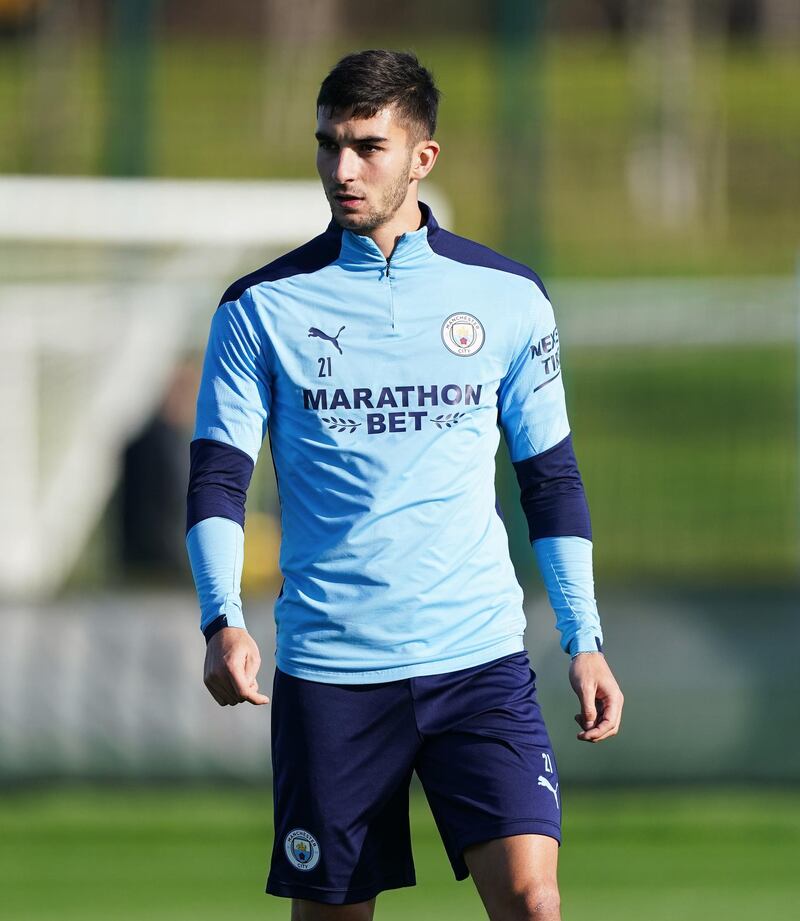 MANCHESTER, ENGLAND - NOVEMBER 06: Ferran Torres of Manchester City looks on during a training session at Manchester City Football Academy on November 06, 2020 in Manchester, England. (Photo by Matt McNulty - Manchester City/Manchester City FC via Getty Images)