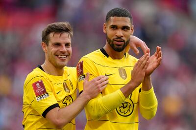 Chelsea's Ruben Loftus-Cheek and Cesar Azpilicueta applaud the fans at the end of the match. AP