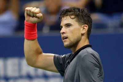Austria's Dominic Thiem celebrates a point against Spain's Rafael Nadal during their Men's Singles Quarter-Finals match at the 2018 US Open at the USTA Billie Jean King National Tennis Center in New York on September 4, 2018. (Photo by EDUARDO MUNOZ ALVAREZ / AFP)