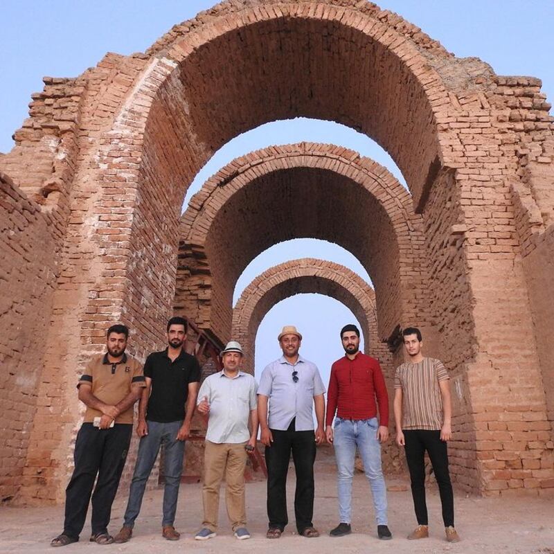 A research team from the University of Tikrit visit Tabera Gate after ISIS reduced it to ruins. The gate is at the ancient city of Ashur, the first capital of the Assyrian Empire. Photo: Nahrein Network/Instagram