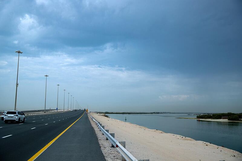 Cloudy weather along the E12, Saadiyat Island area in Abu Dhabi on April 28th, 2021. Victor Besa / The National.