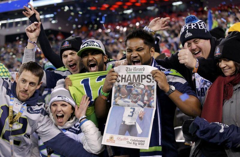 Seahawks fans celebrate victory in Super Bowl XLVIII on Sunday at MetLife Stadium in East Rutherford, New Jersey. Euardo Munoz / Reuters