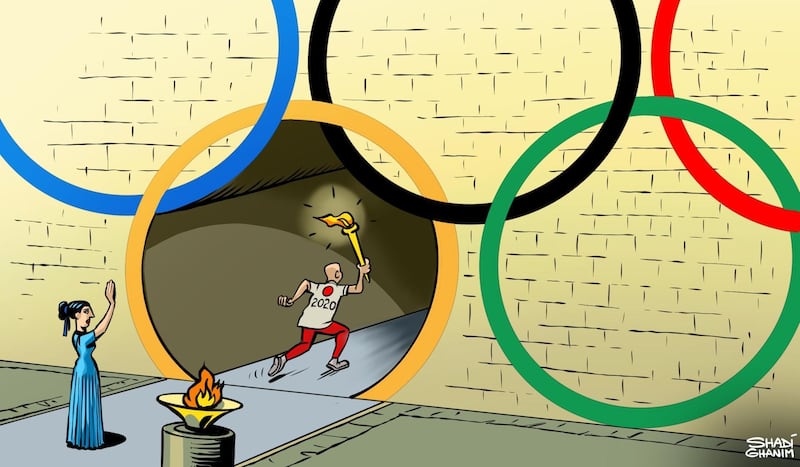 Our cartoonist Shadi Ghanim's take on the uncertainty around the fate of the Tokyo 2020 Olympic Games.
