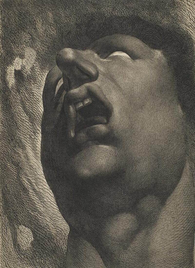 William Blake's Head of a Damned Soul, circa 1789-90. Hunterian Art Gallery, University of Glasgow