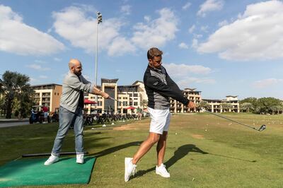 ABU DHABI, UNITED ARAB EMIRATES. 03 FEBRUARY 2020. A Beginners Guode to golf with Danny Jakubowski, Group Director of Golf Instruction at the Abu Dhabi Golf Club. Razmig Bedirian has his first lesson. (Photo: Antonie Robertson/The National) Journalist: Razmig Bedirian. Section: Arts & Culture.

