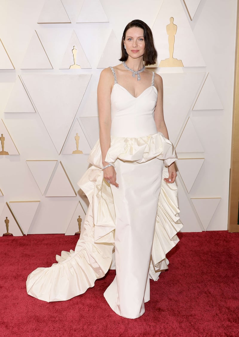 Caitriona Balfe, wearing off-white Louis Vuitton. Getty Images