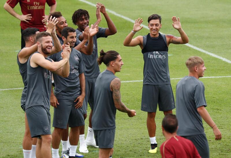 Ozil attends a training session. Reuters