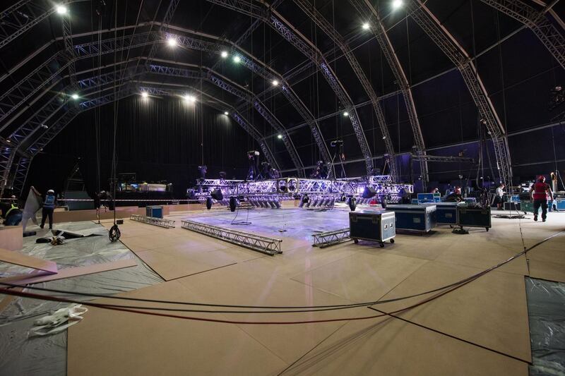Flash Forum is getting converted into a venue fit to host UFC Fight Island. Credit: DCT-Abu Dhabi