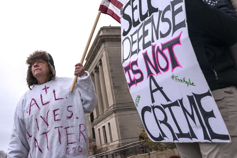 Protesters demonstrate in Kenosha, Wisconsin, during the trial of Kyle Rittenhouse. Getty Images / AFP