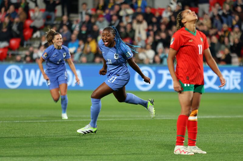 Kadidiatou Diani of France celebrates after scoring her team's first goal. Getty 