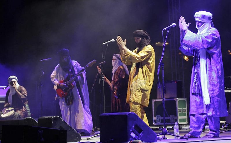 Mali's Tuareg-Berber group Tinariwen perform in the Lebanese town of Byblos. Anwar Amro / AFP 