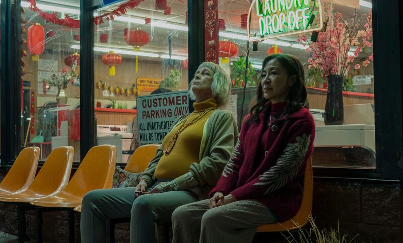 Jamie Lee Curtis, left, and Michelle Yeoh in Everything Everywhere All At Once. AP