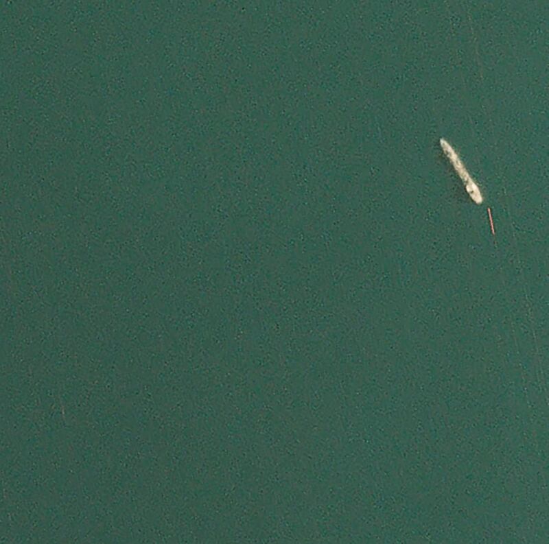 The vessel, captured in a satellite image, sank near the Iranian port of Jask. Planet Labs Inc. via AP