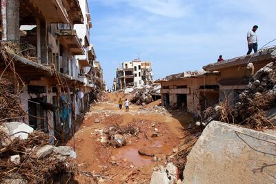 The aftermath of flash floods in Derna, eastern Libya. AFP