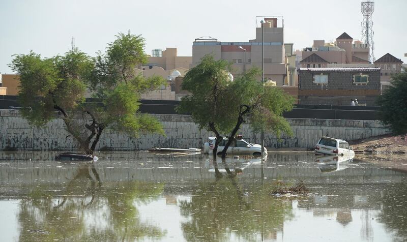 Vehicles in flood water in the Fahaheel Area of Kuwait City. EPA