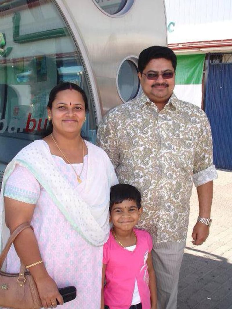 The bodies of Santosh Kumar, his wife Manju Memon and their nine-year-old daughter, Gauri, were found in a Dubai flat. The couples’ wrists had been slashed. Gauri had been suffocated. Courtesy family and friends of Kumar family