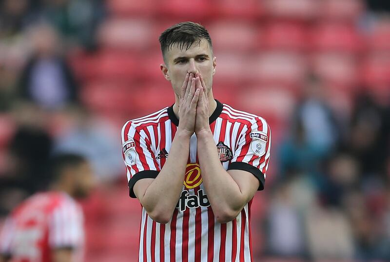 SUNDERLAND, ENGLAND - APRIL 21: Paddy McNair of Sunderland reacts during the Sky Bet Championship match between Sunderland and Burton Albion at Stadium of Light on April 21, 2018 in Sunderland, England. (Photo by Nigel Roddis/Getty Images )