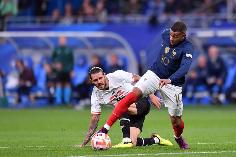 Kylian Mbappe of France in action against Austria. Getty Images