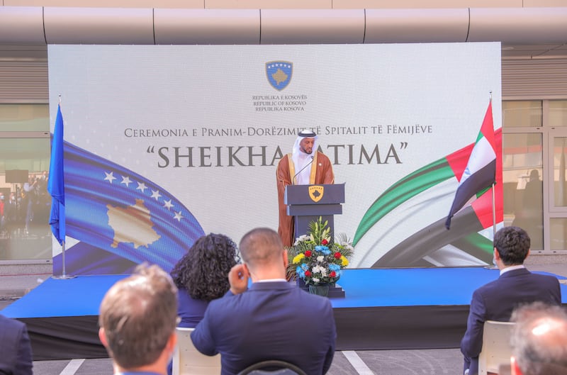 Sheikh Abdullah bin Mohammed, chairman of the Department of Health Abu Dhabi at the inauguration of the Sheikha Fatima Children's Hospital and Surgical Centre in Pristina, Kosovo. All photos by Wam