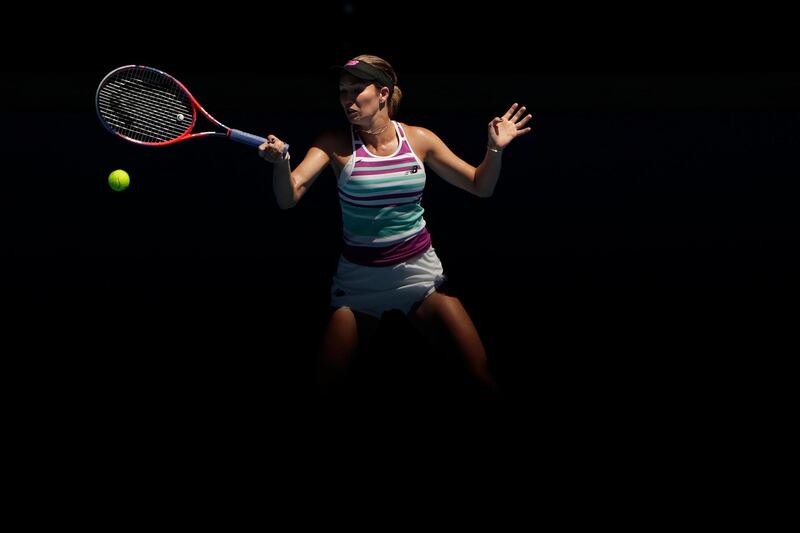 Danielle Collins in action during a semifinal match at the Australian Open Grand in Melbourne. EPA